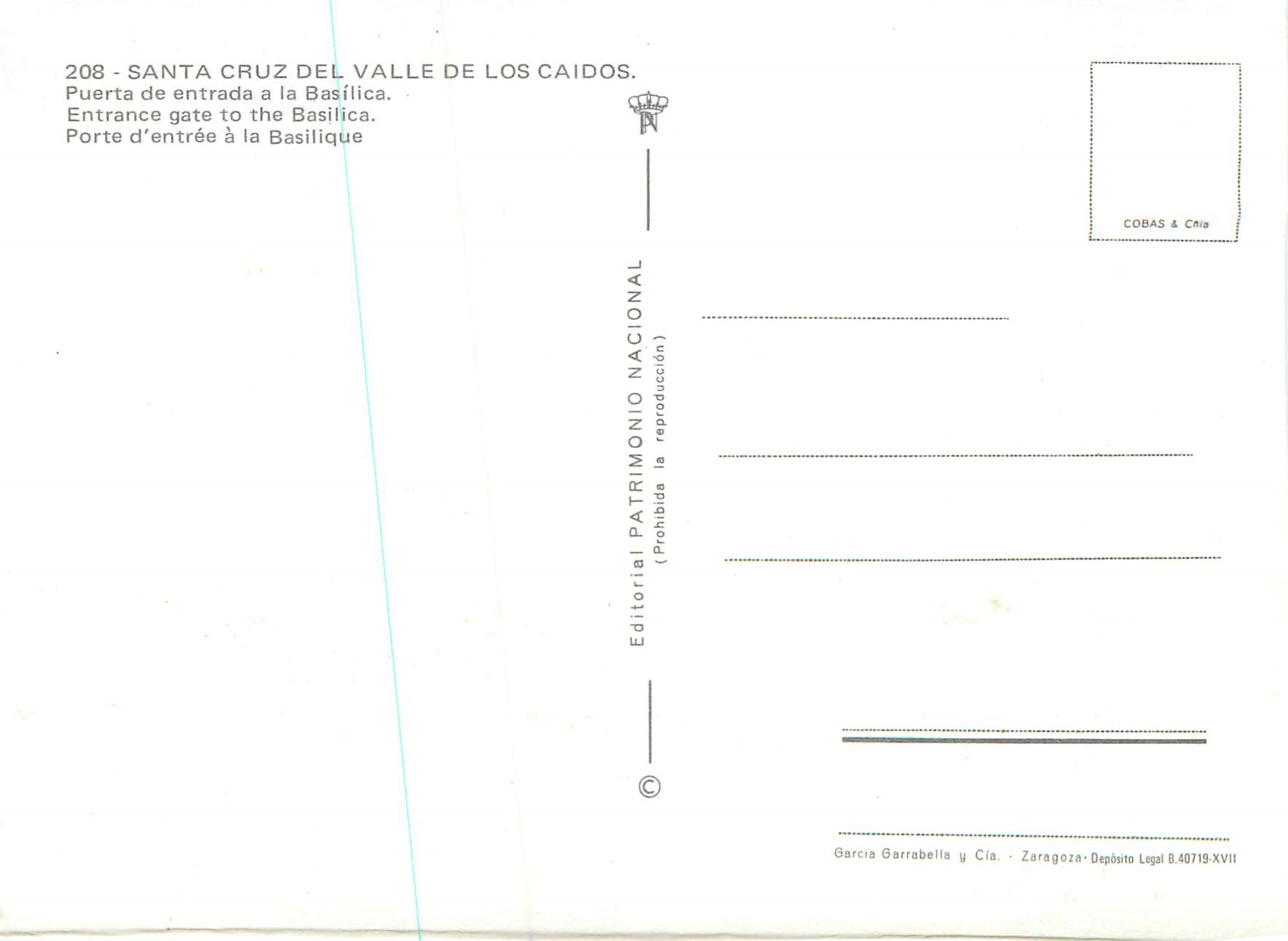 Santa Cruz del Valle de los Caídos — Entrance to the Basilica — Editorial Patrimonio Nacional — Back