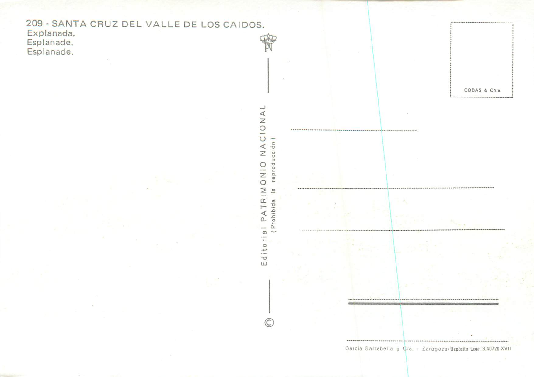 Santa Cruz del Valle de los Caídos — Monumento nacional — Editorial Patrimonio Nacional, n° 209 — Rückseite