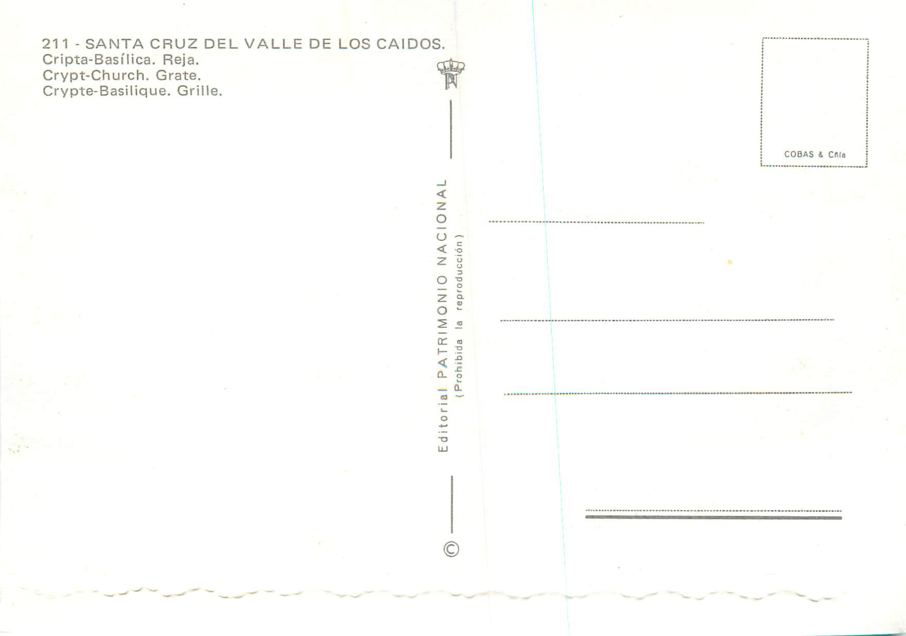 Santa Cruz del Valle de los Caídos — Cripta-Basilique — Editorial Patrimonio Nacional — Rückseite