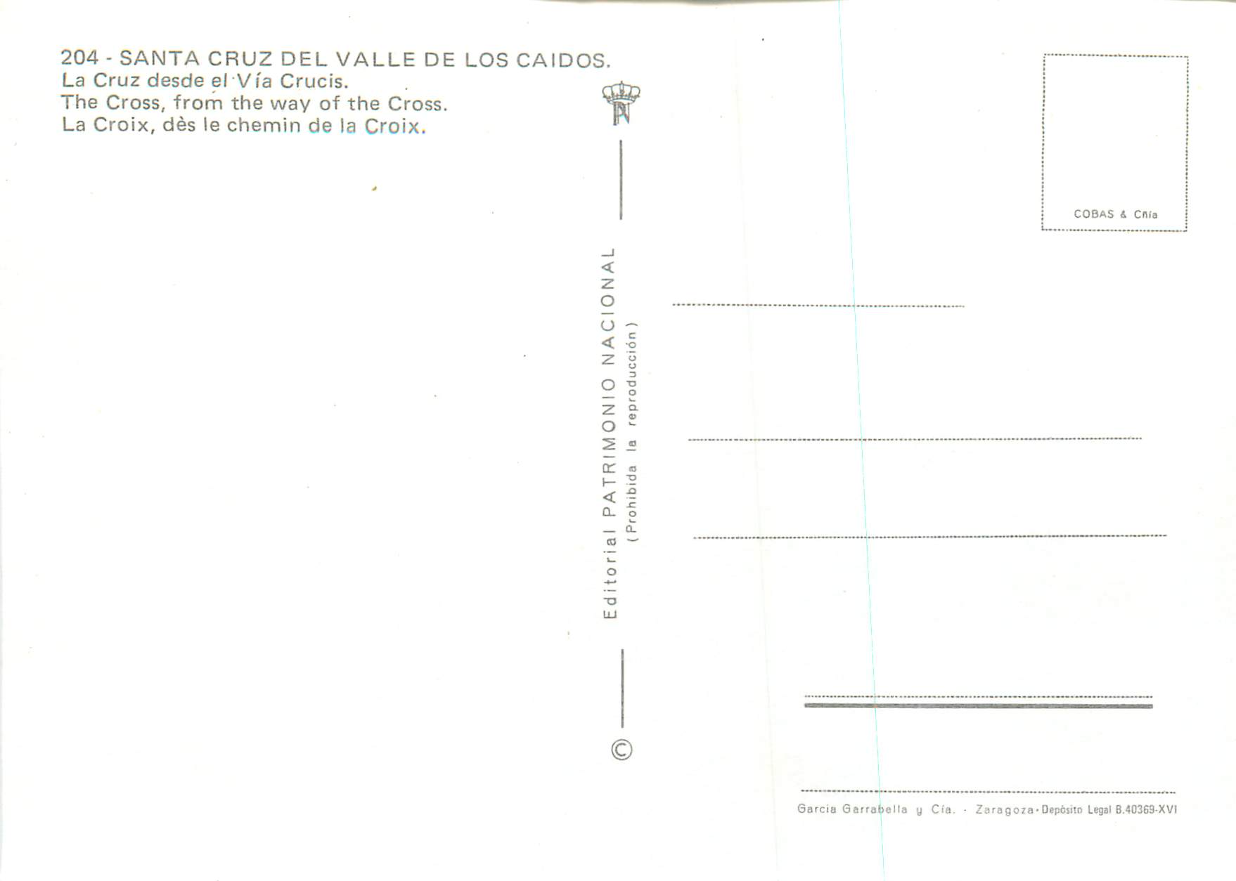 Santa Cruz del Valle de los Caídos — La Cruz desde el Vía Crucis — Editorial Patrimonio Nacional — Verso