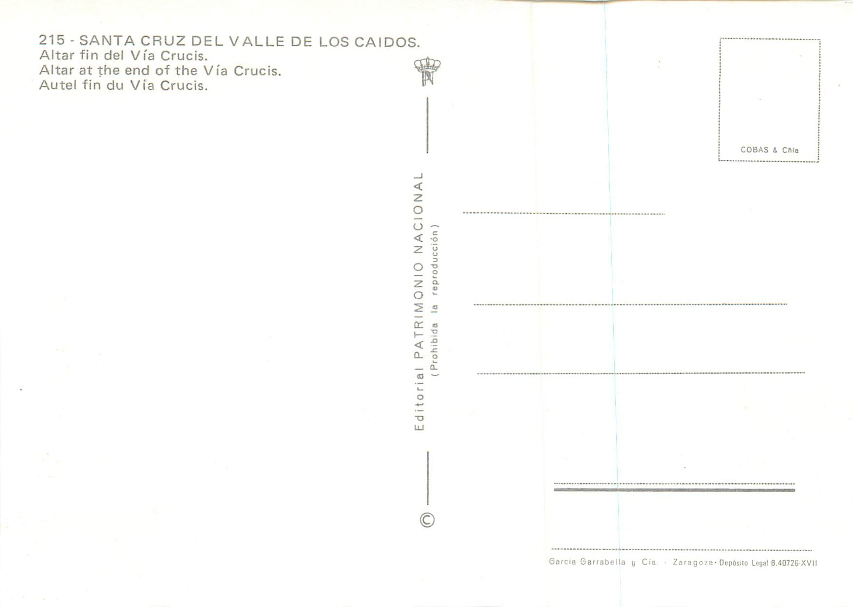 Santa Cruz del Valle de los Caídos — Altar fin de la Vía Crucis — Editorial Patrimonio Nacional — Rückseite