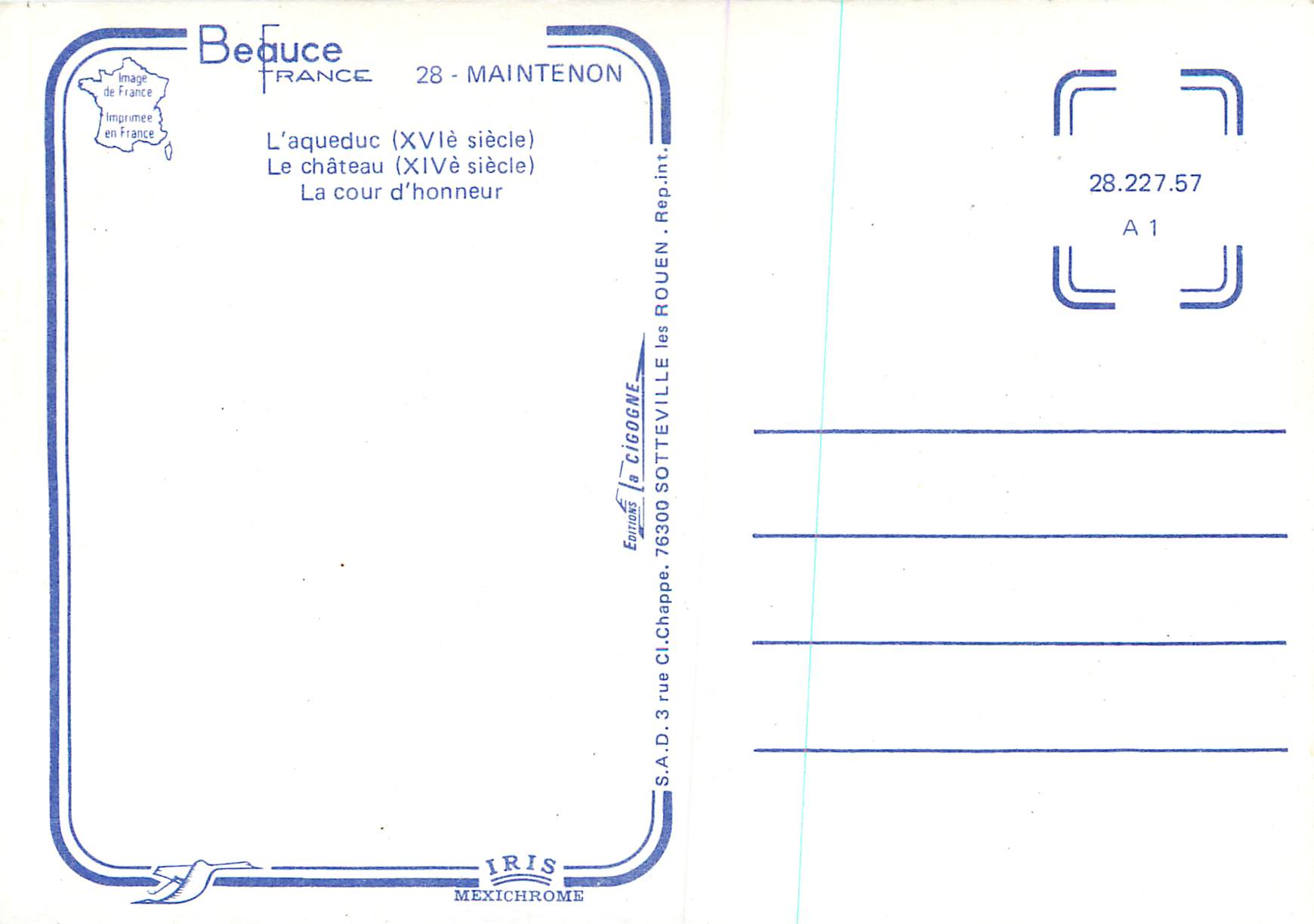 Maintenon — Aqueduc et château — Beauce France — Rückseite
