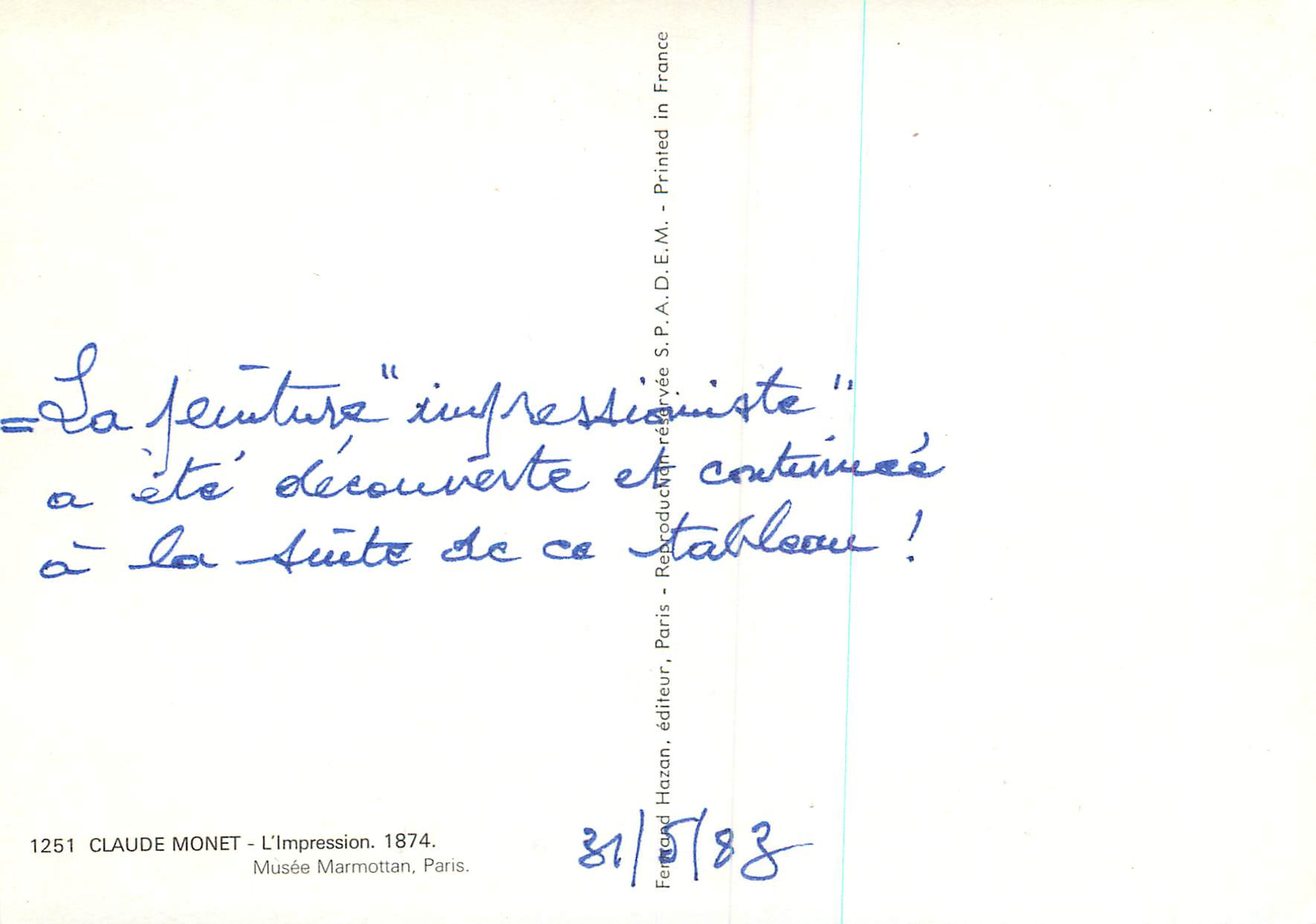 CPM Claude Monet L Impression Musee Marmottan Paris  — Back