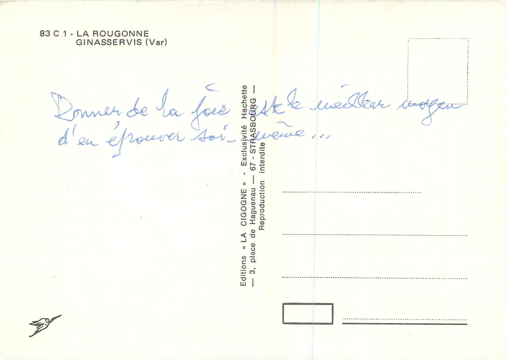 CPM La Rougonne Ginasservis Var  — Rückseite