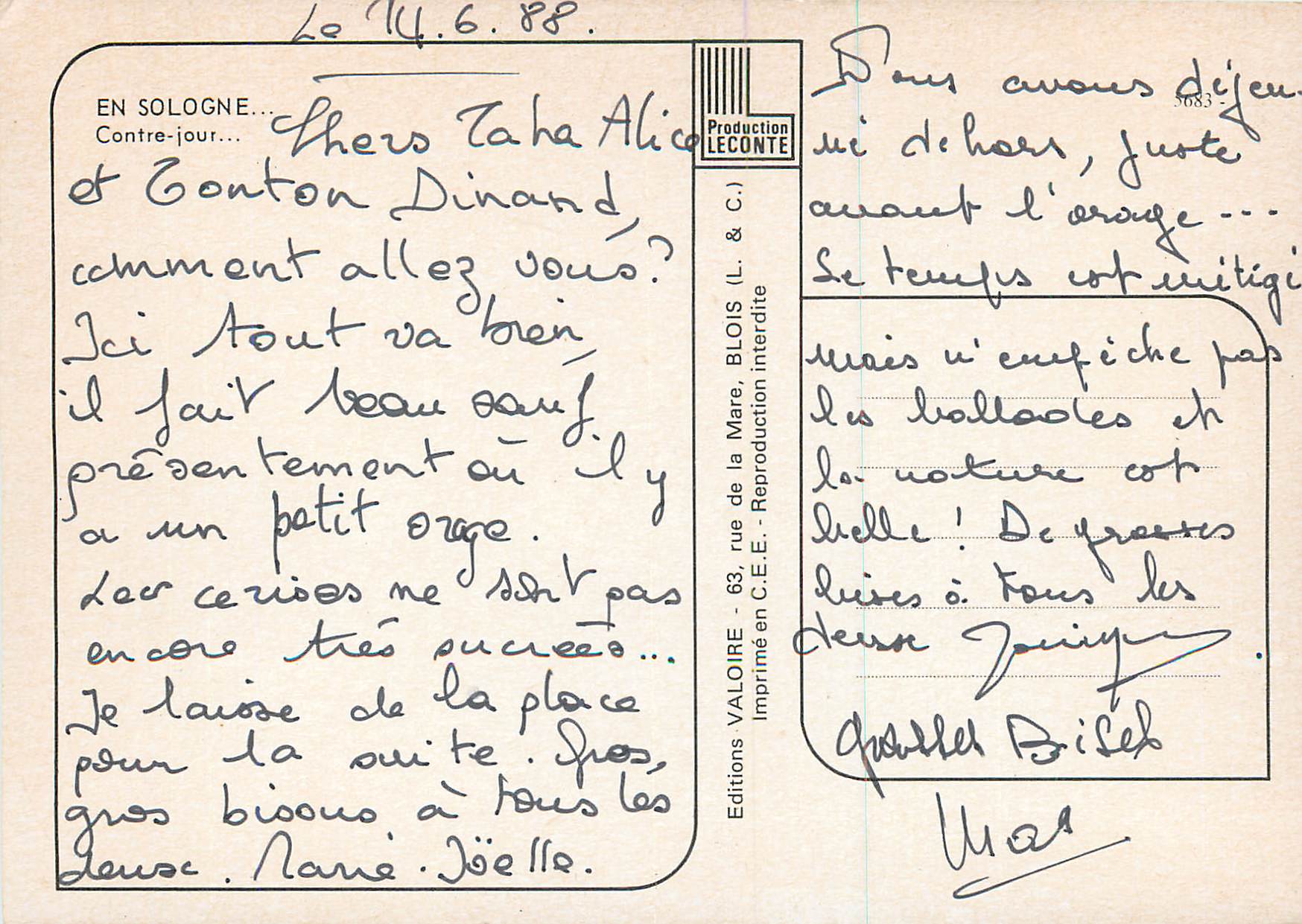 CPM En sologne Contre jour  — Verso