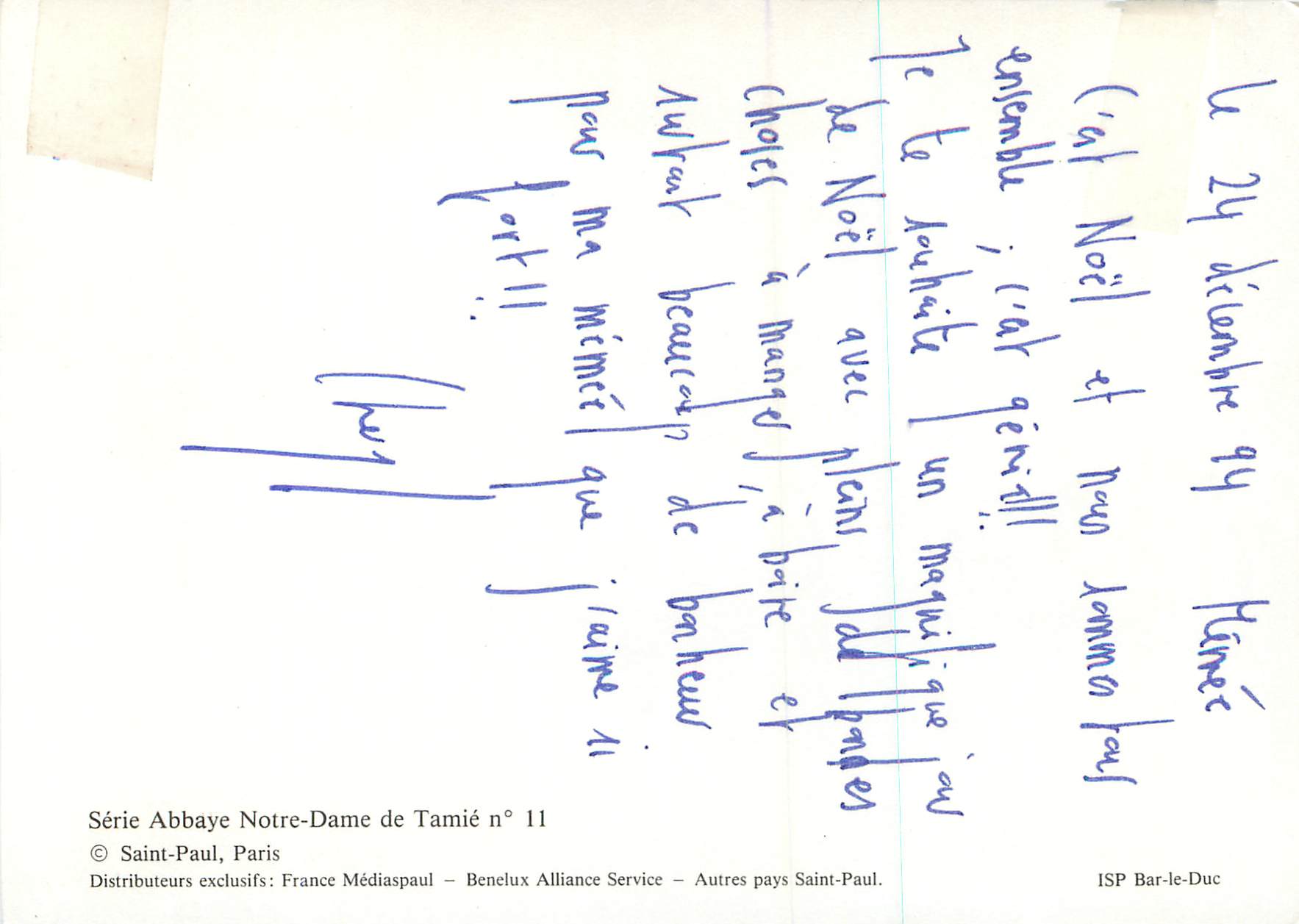 CPM Serie Abbaye Notre Dame de Tamie Saint Paul Paris  — Verso