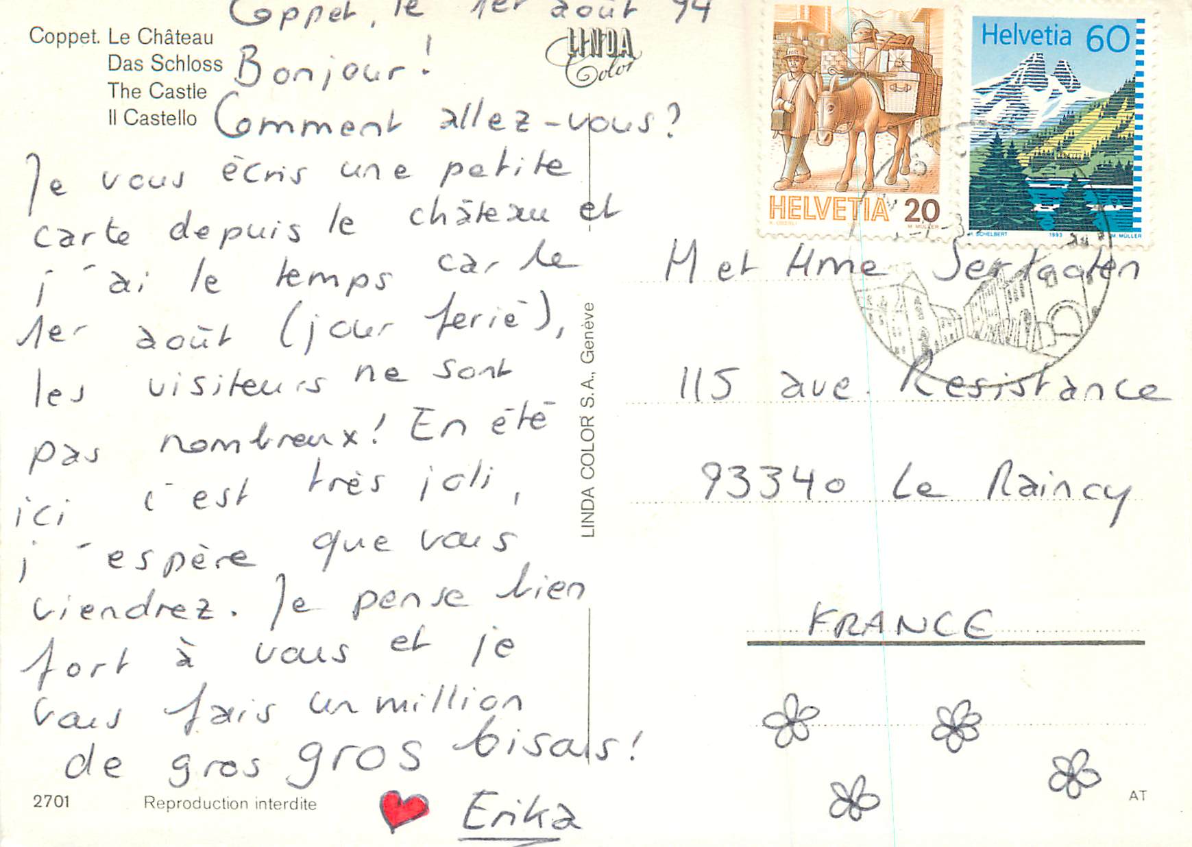 CPM Coppet Le chateau  — Rückseite