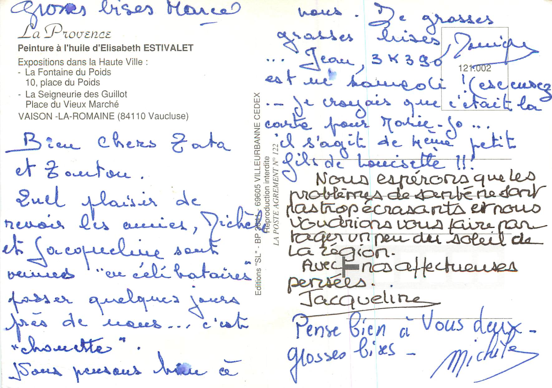 CPM La Provence Peinture al huile d Elisabeth Estivalet  — Verso