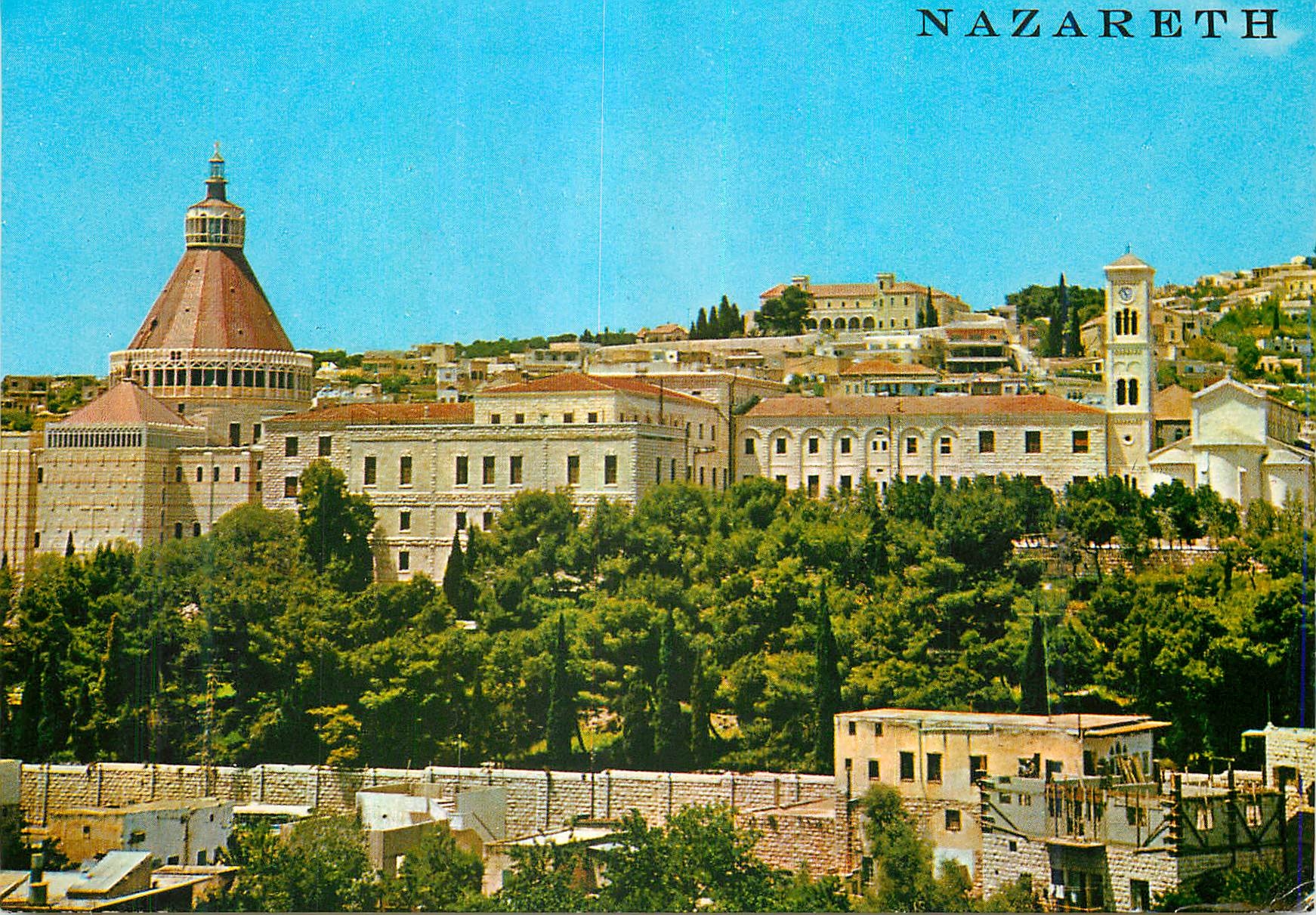 CPM Nazareth vue partielle avec l eglise de l Annonciation 