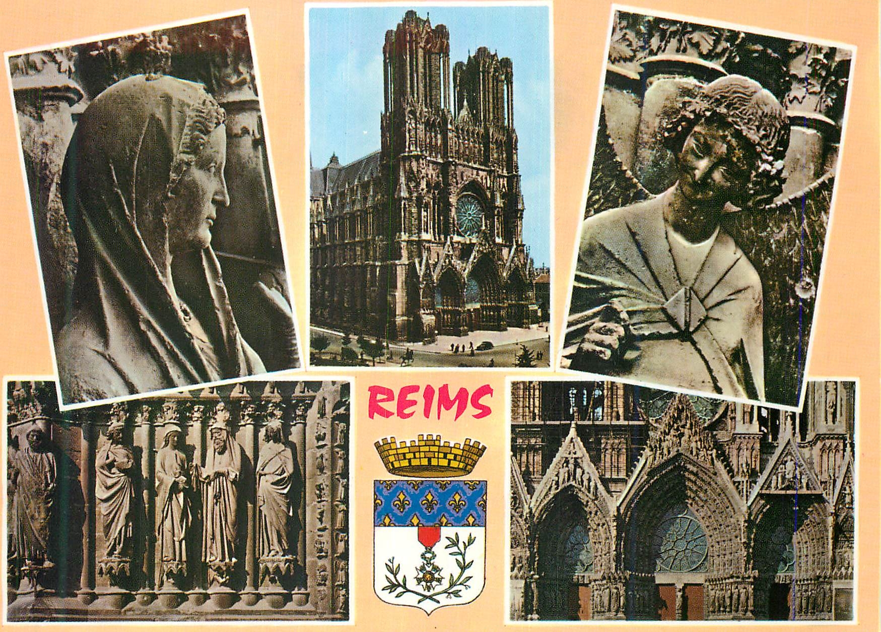 CPM Reims Facade de la Cathedrale La Vierge de la Visitation 