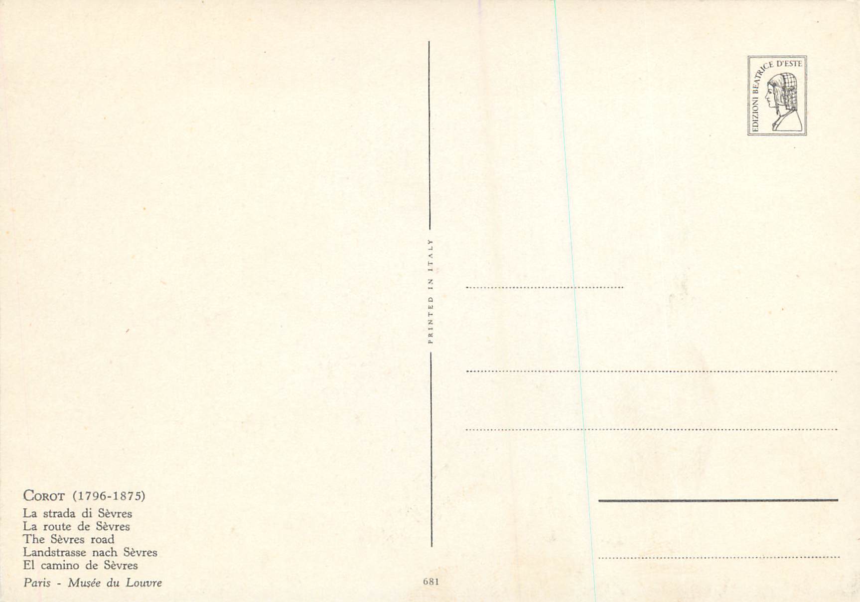 CPM Corot La route de Sevres  — Verso