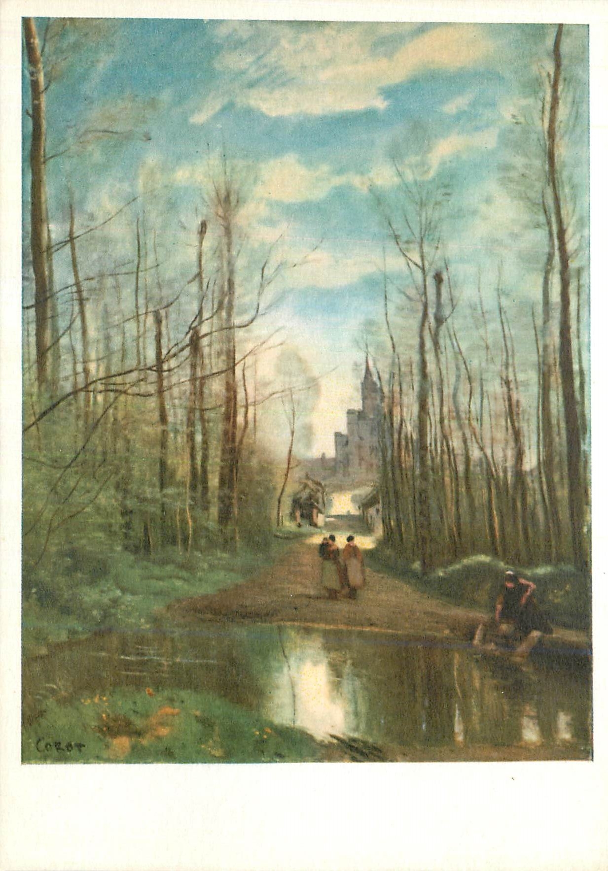 CPM JB Corot L Eglise de Marissel Musee du Louvre Paris 