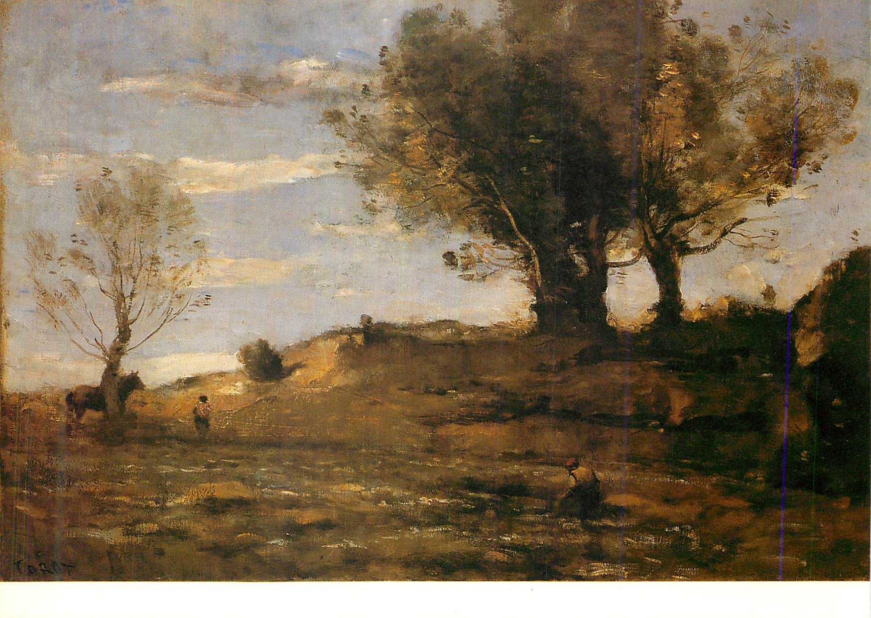 CPM Jean Baptiste Camille Corot Le bord de riviere Glasgow Museums and Art Galleries 