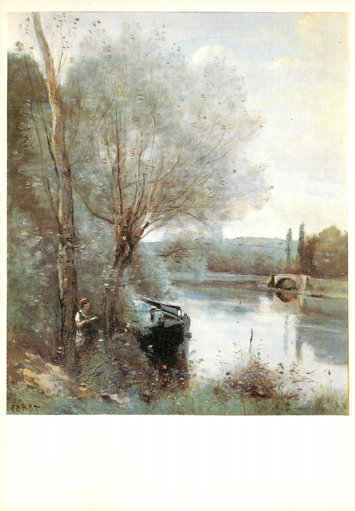 CPM Corot La liseuse sur la rive boisee Musee des Beaux Arts Reims 