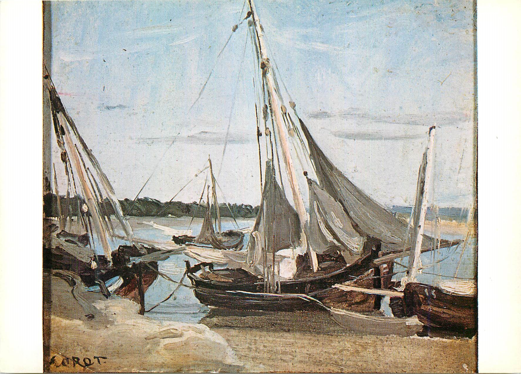 CPM Paris Musee du Jeu de Paume Camille Corot Barques a voiles echouees Trouville Bateaux Kaganovitch