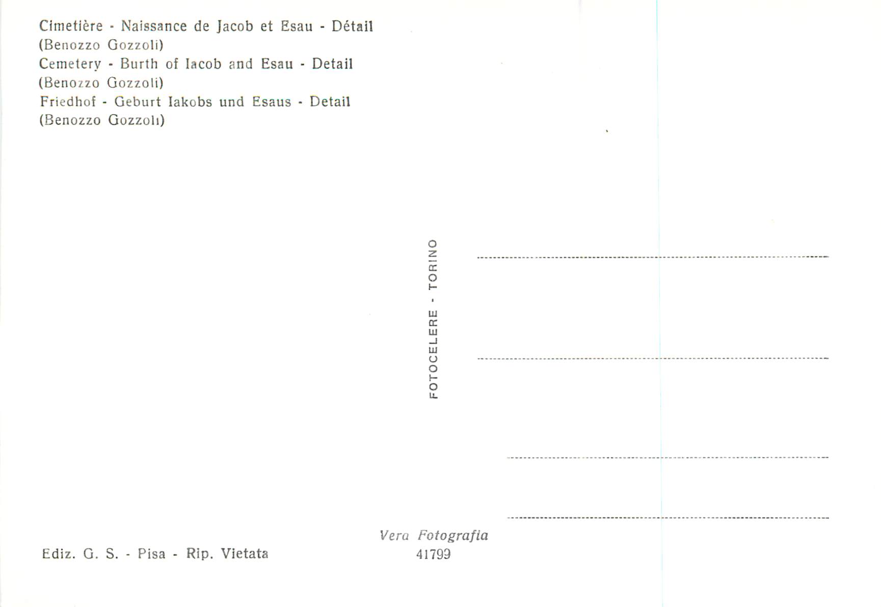 CPM Cimitiere Naissance de Jacob et Esau Detail  — Verso