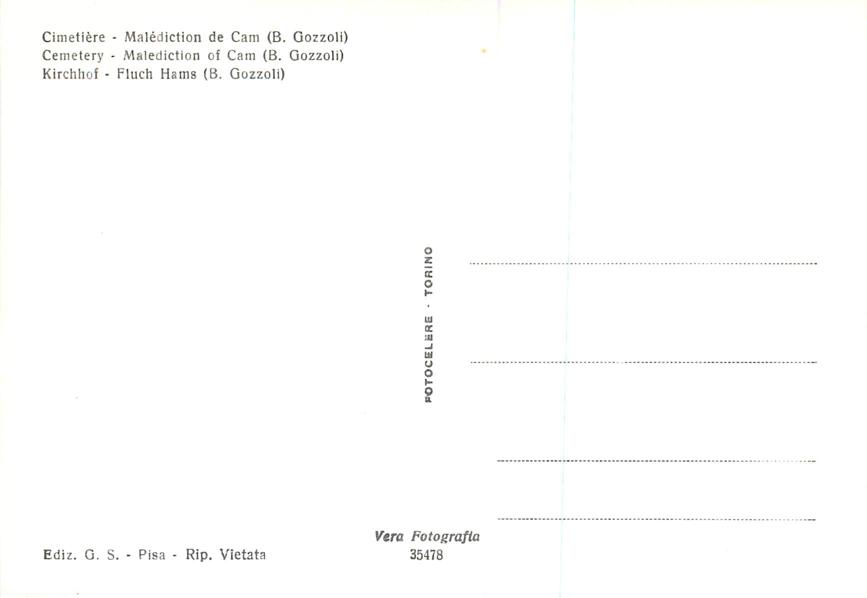 CPM Pisa Cimetiere Malediction de Cam  — Verso