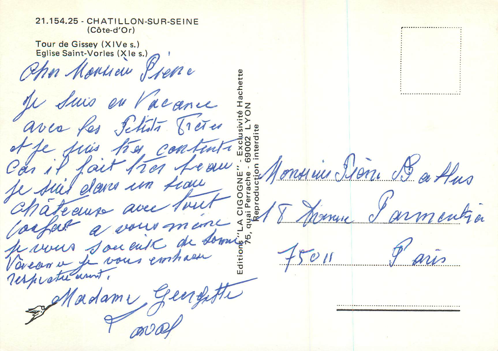 CPM Chatillon sur Seine Cote d Or Tour de Gissey Eglise Saint Vorles  — Back