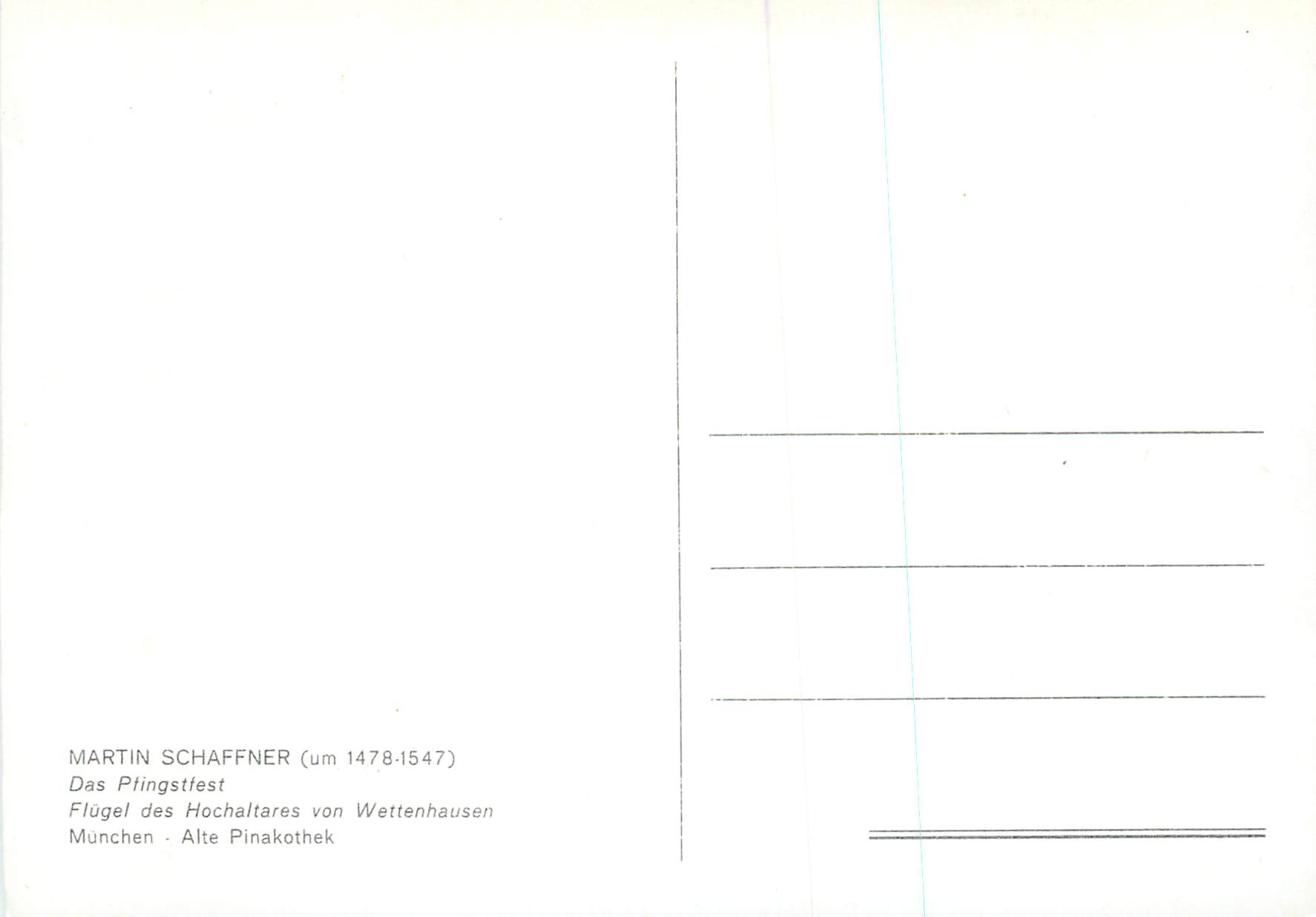 CPM Martin Schaffner Das Pfingstlest Munchen Alte Pinakothek  — Verso