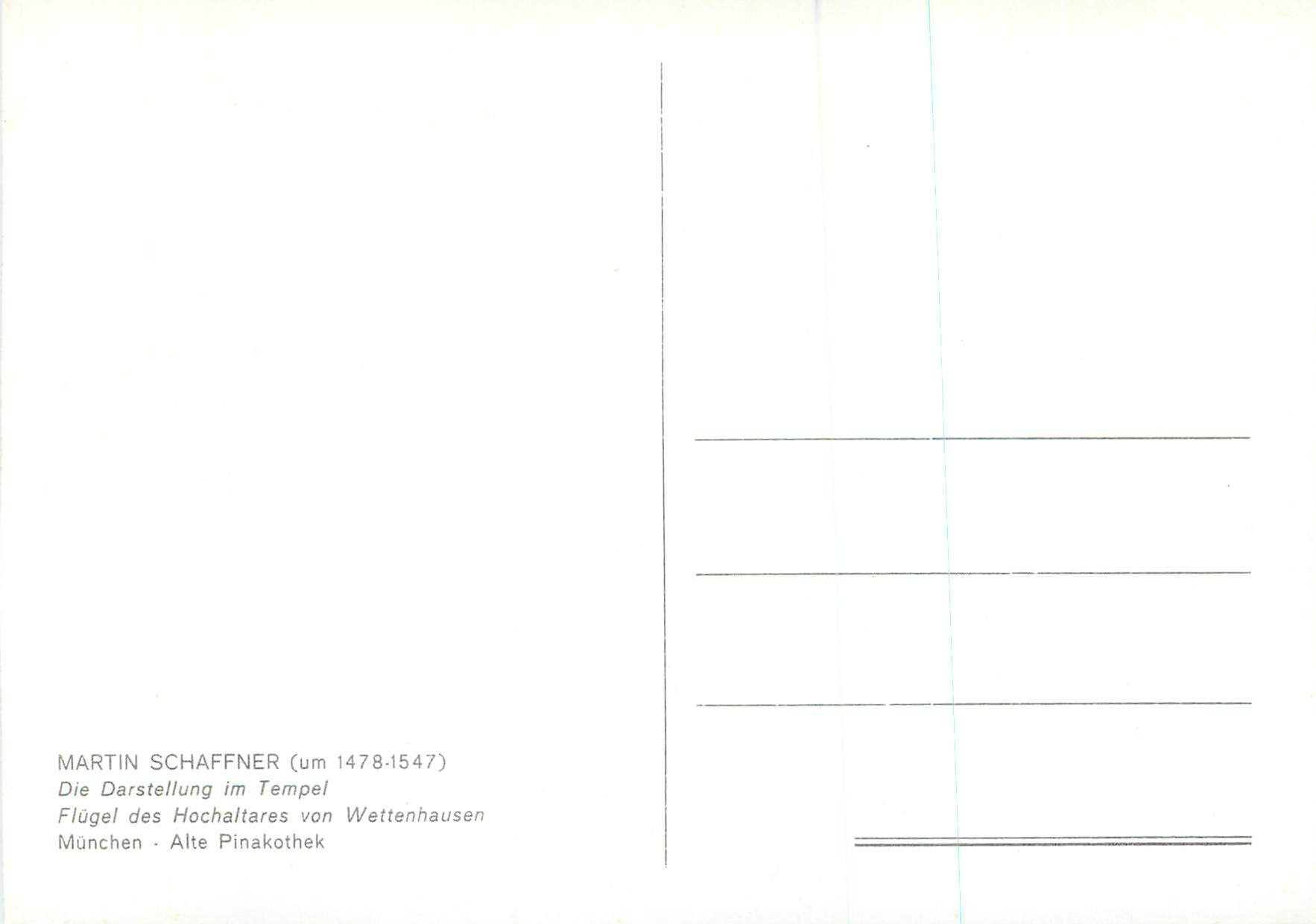 CPM Martin Schaffner Die Darstellung im Tempel  — Verso