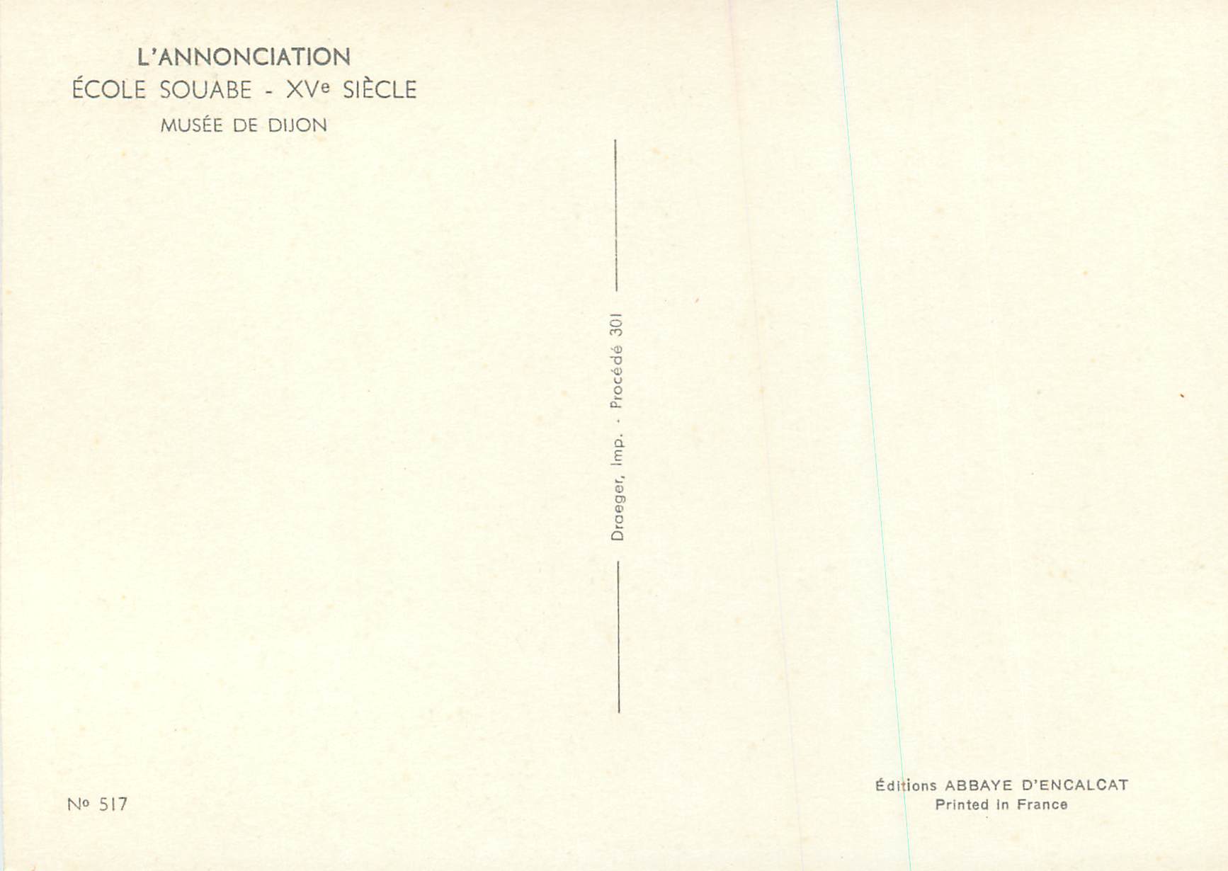 CPM L Annonciation Ecole Souabe Musee de Dijon  — Verso