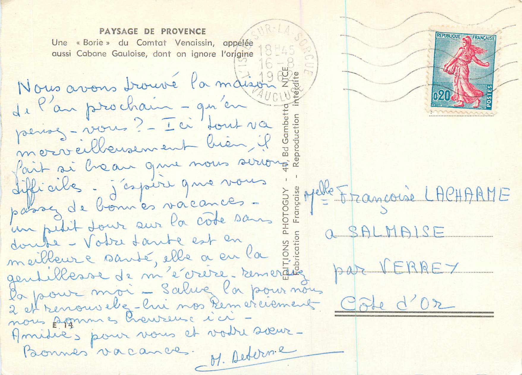 CPM Paysage de Provence Une Borie du Constant Venaissin  — Verso