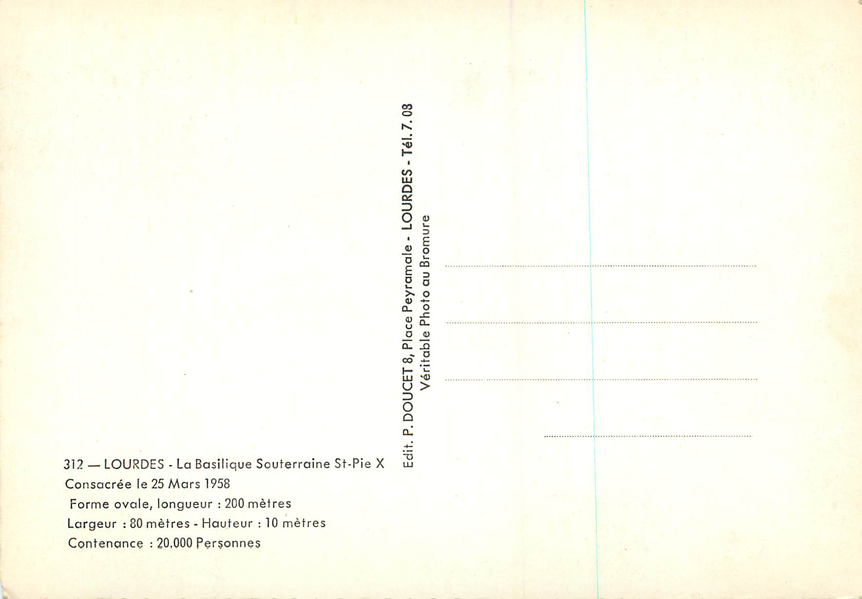 CPM Lourdes La Basilique Souterraine St Pie X  — Rückseite