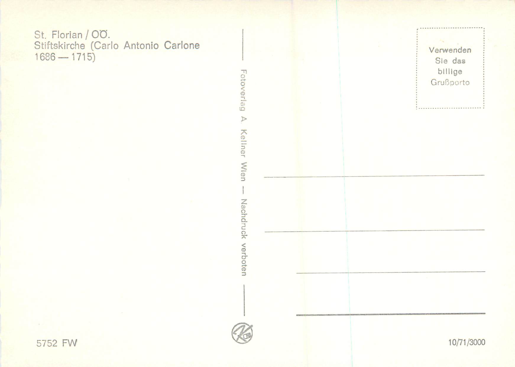 CPM St Florian Stiftskirch Carlo Antonio Carlone  — Back