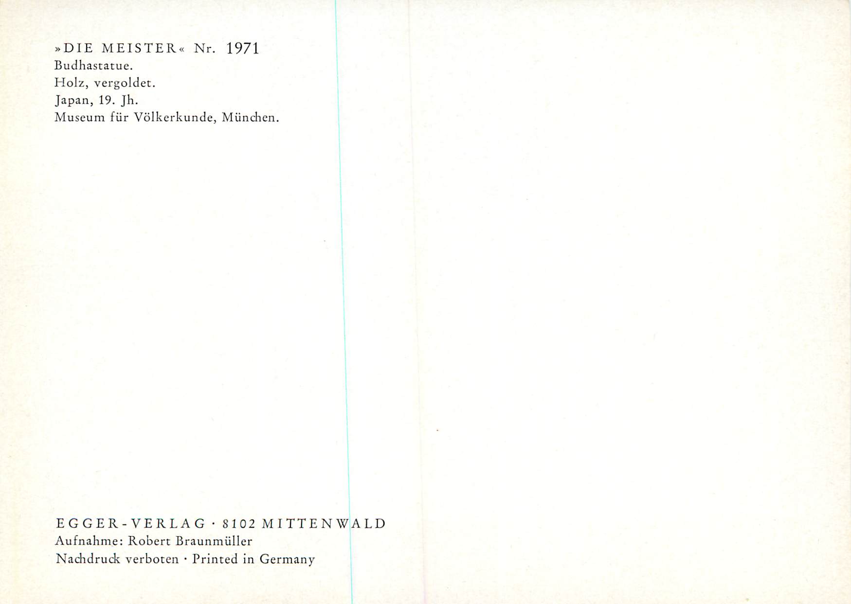 CPM Die Meister Budhastatue Museum for Volerkunde Munchen  — Rückseite