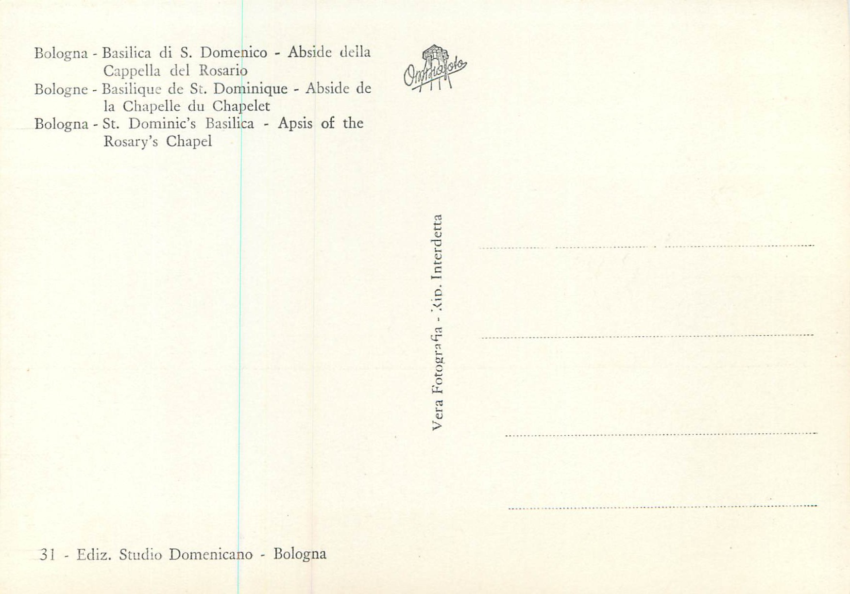 CPM Bologne Basilique de St Dominique Abside de la Chapelle du Chapelet  — Rückseite