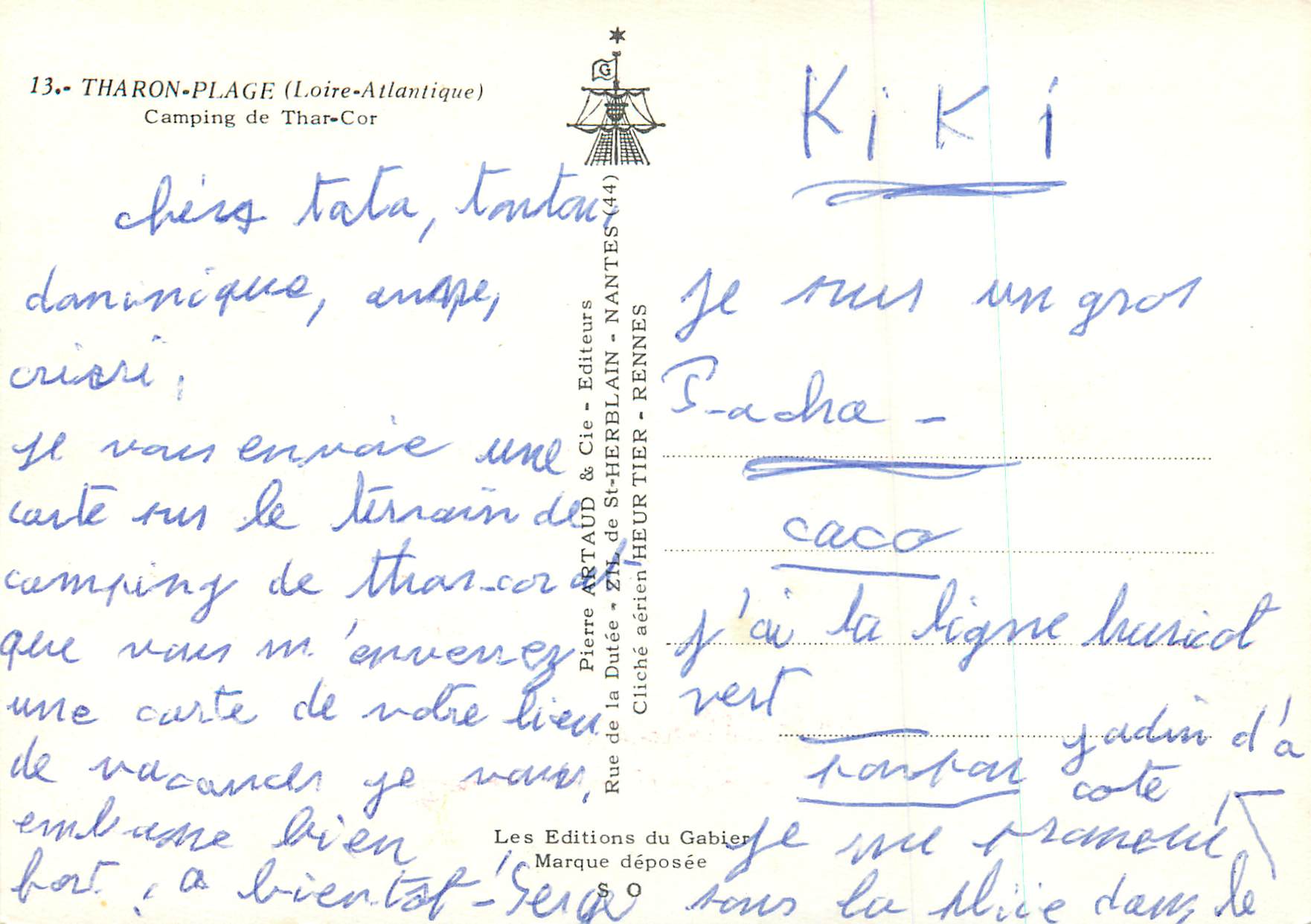 CPM Tharon Plage Loire Atlantique Camping de Thar Cor  — Back