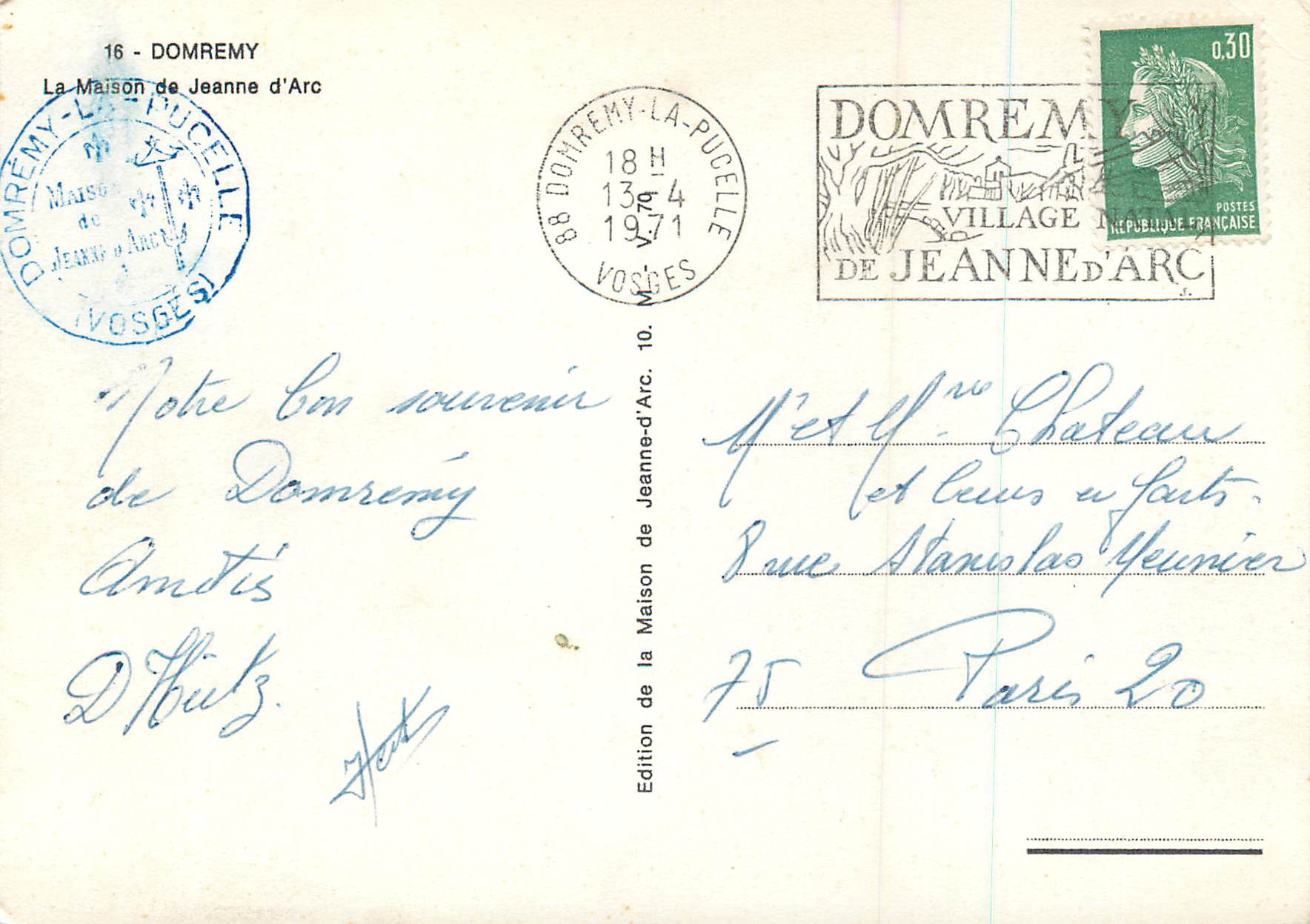 Maison de Jeanne d'Arc — Domrémy-la-Pucelle — Édition Domrémy-la-Pucelle — Rückseite