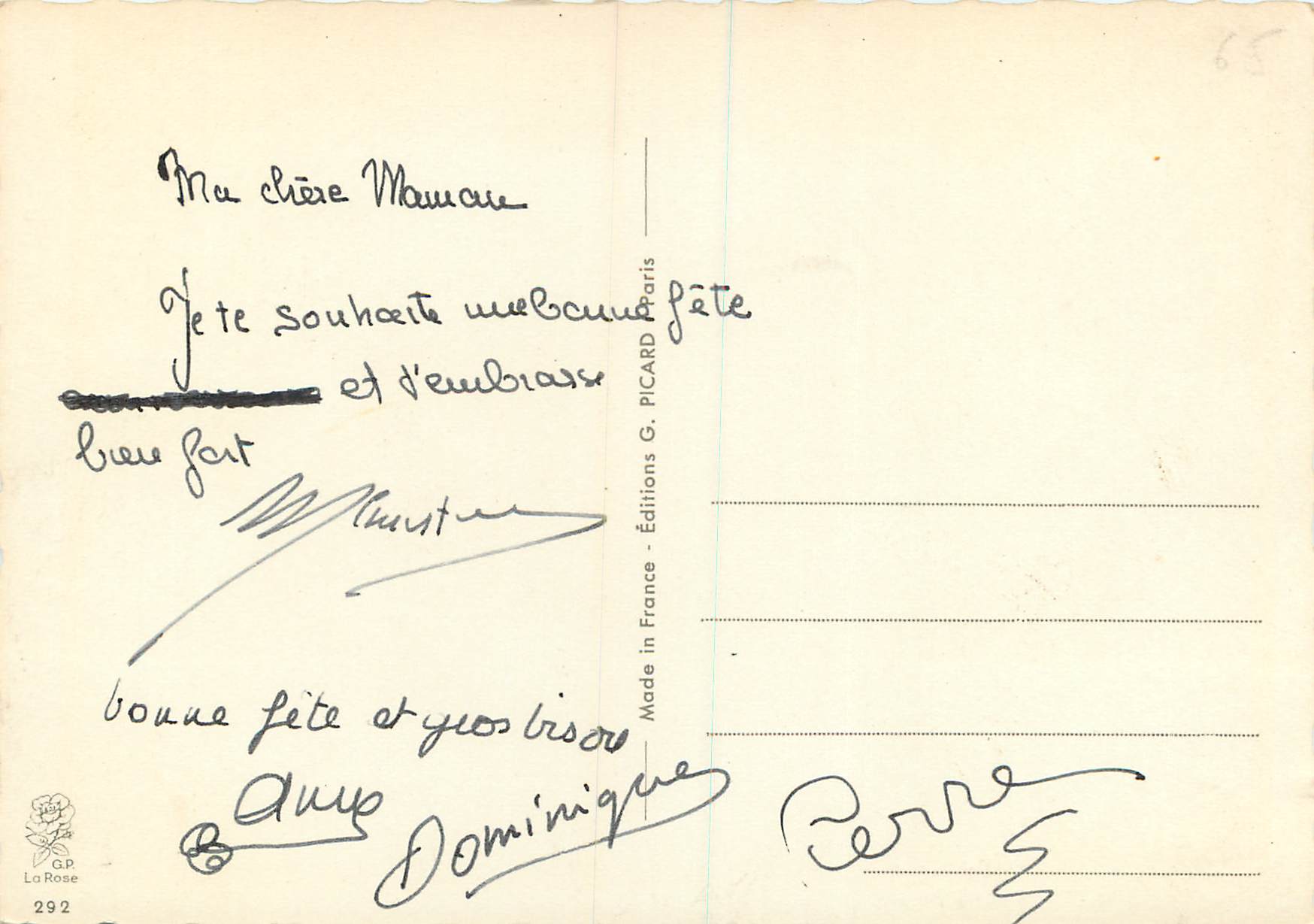 CPM Bonne Fete Maman Fleurs — Rückseite