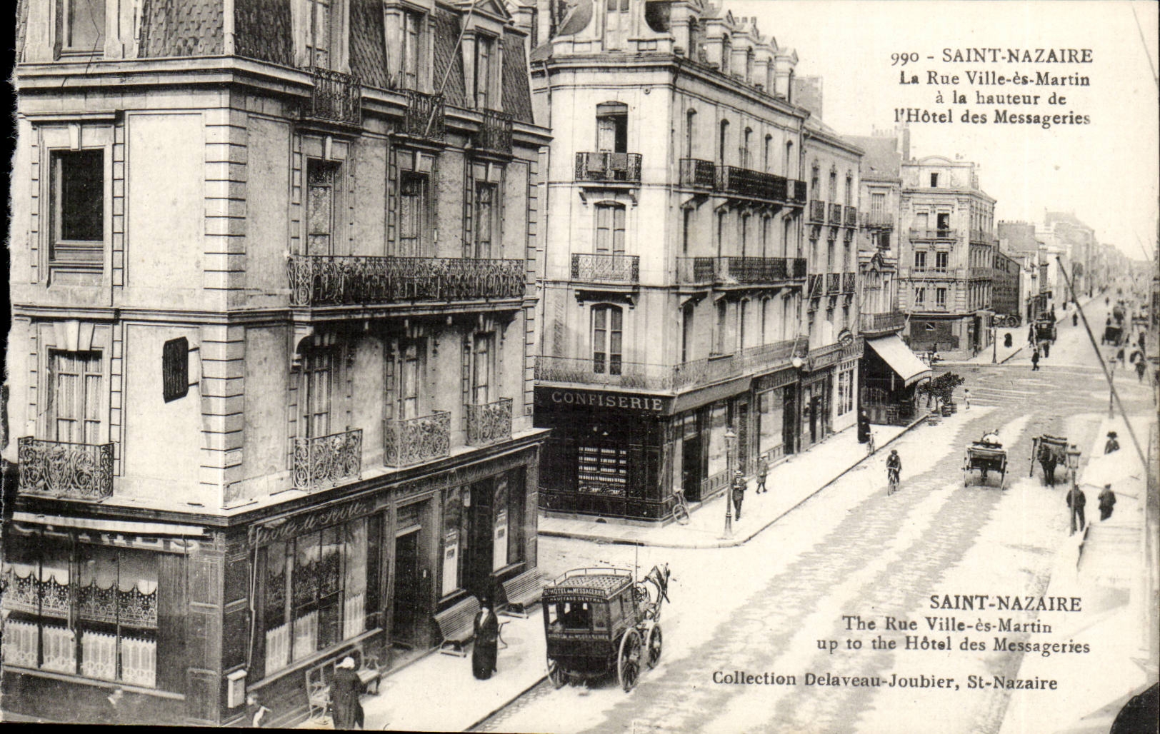 Saint Nazaire - Saint Nazer - La Rue Ville es Martin a la hauteur de l'Hotel des Messangeries - Confiserie - CPA 