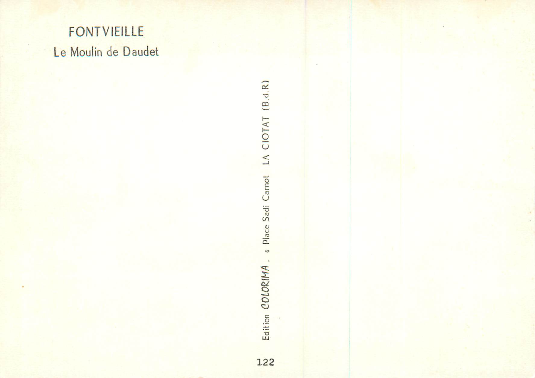CPM Fontvieille Le Moulin de Daudet — Rückseite