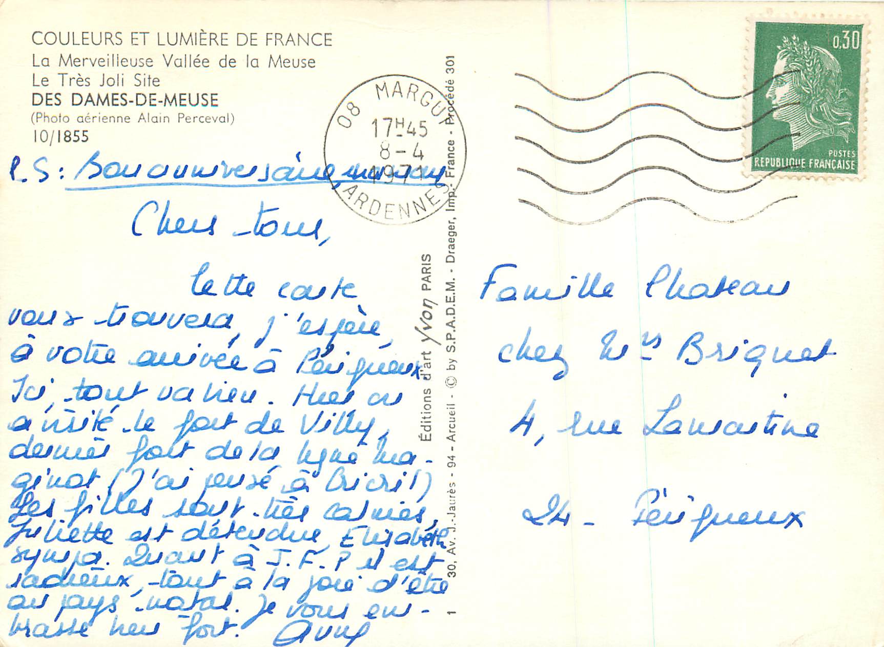 CPM Des Dames de Meuse Couleurs et Lumiere de France La Merveilleuse Vallee de la Meuse Le Tres Joli Site — Back