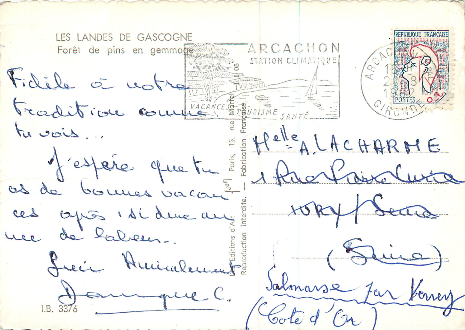 Forêt de pins en gemmage — Les Landes de Gascogne — Éditions d'Art J. JON — Back