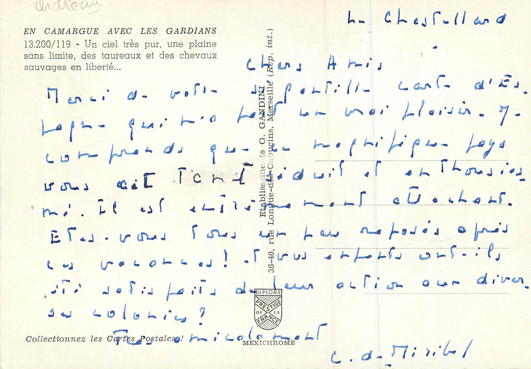 CPM En Camargue avec les Gardians Un Ciel Tres pur Une Plaine sans Limite — Rückseite