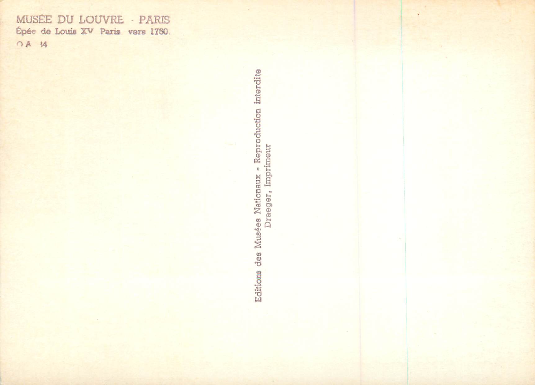 Épée de Louis XV — Paris vers 1750 — Éditions des Musées Nationaux — Rückseite