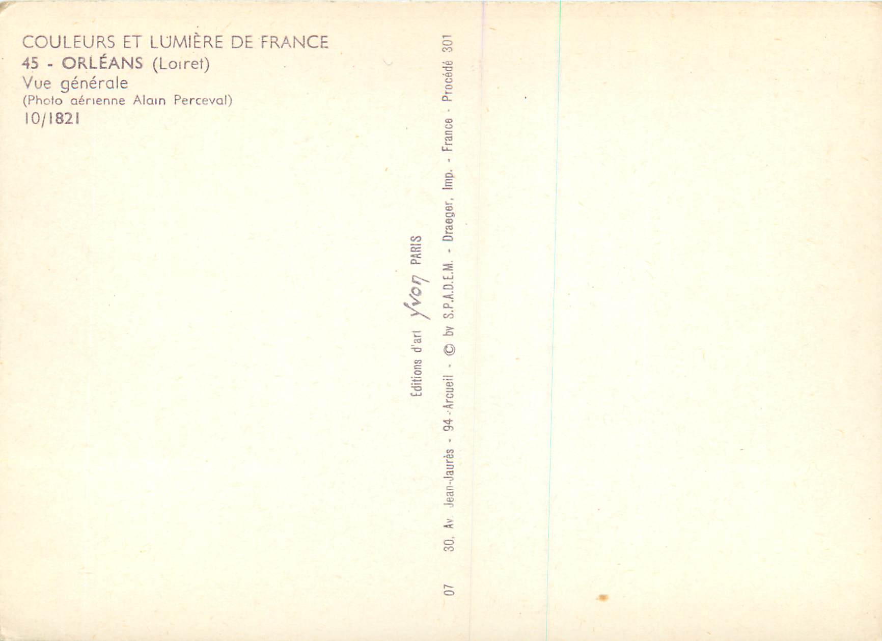 CPM Orleans (Loiret) Couleurs et Lumiere de France Vue Generale — Verso