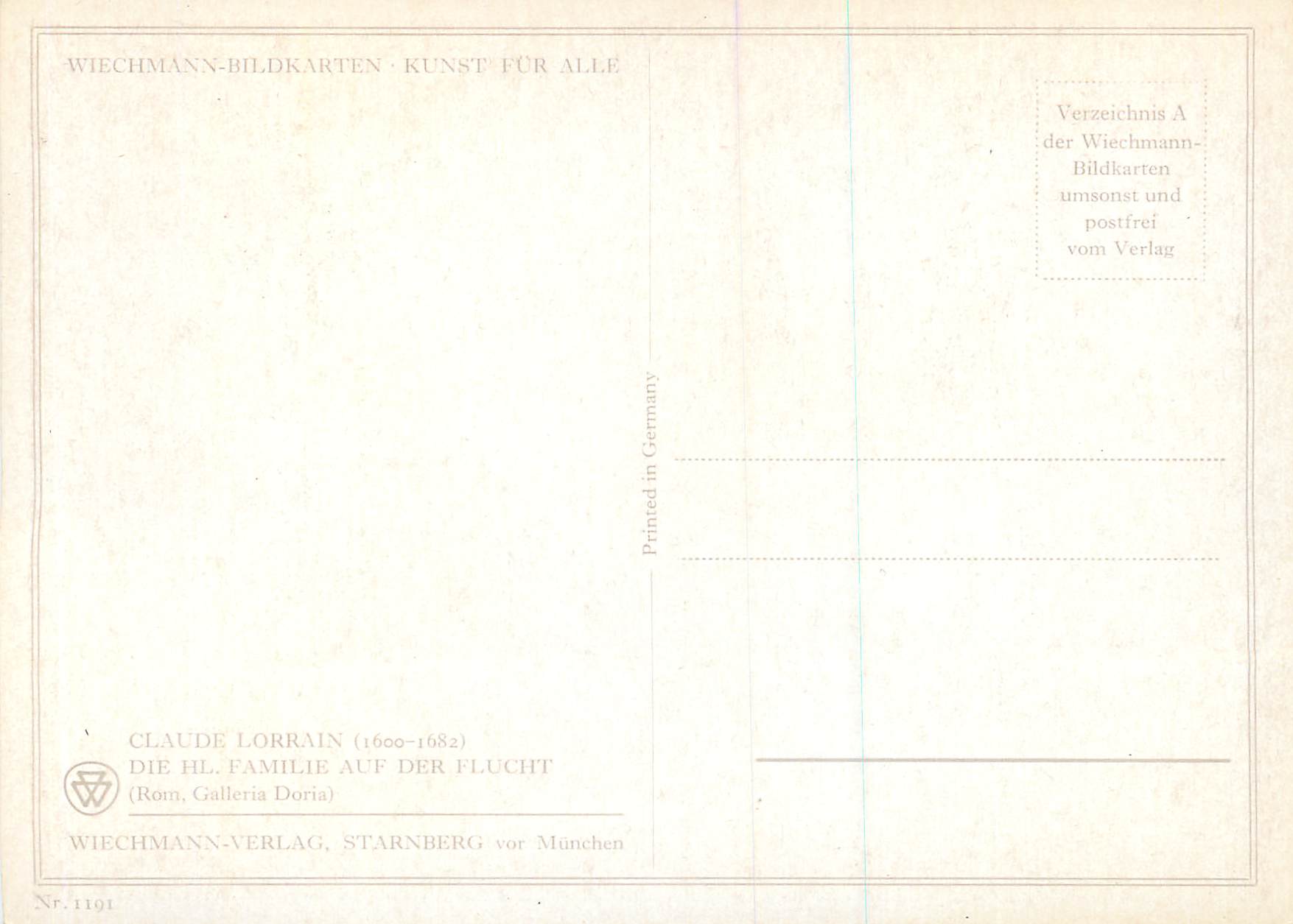 CPM Wienchmann Bildkarten Kunst Claude Lorrain — Verso