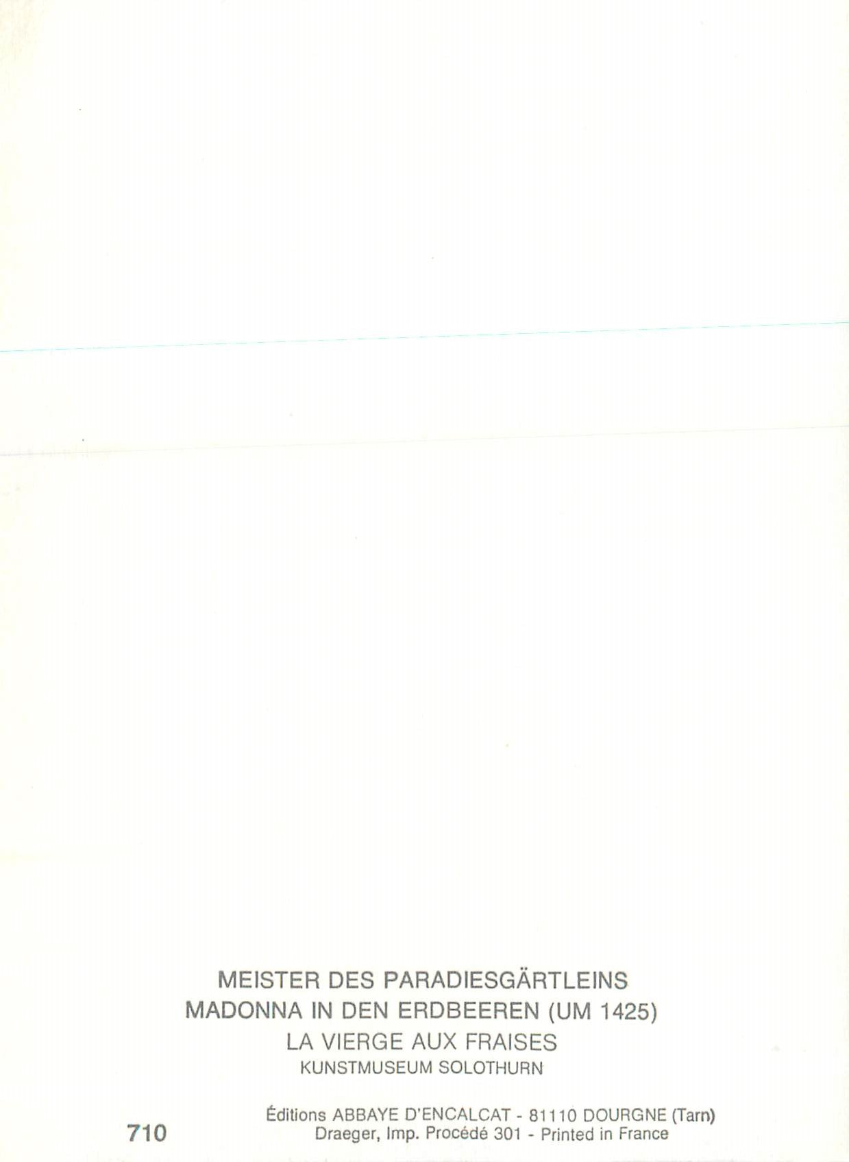 CPM Meister des Paradiesgartleins Madonna in Den Erbeeren (Um 1425) La Vierge aux Fraises — Verso