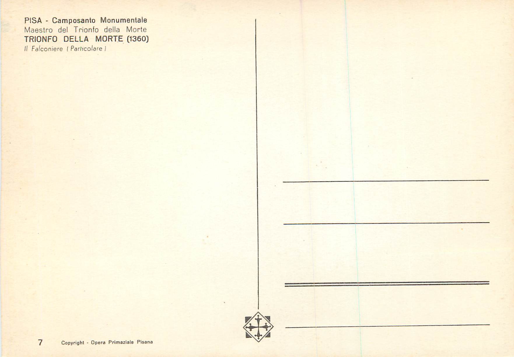 CPM Pisa Camposanto Monumentale Maestro del Trionfo della Morte (1360) — Rückseite
