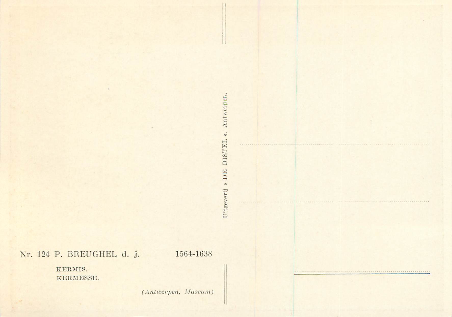 CPM Antwerpen Museum P Breughel d j Kermesse — Rückseite