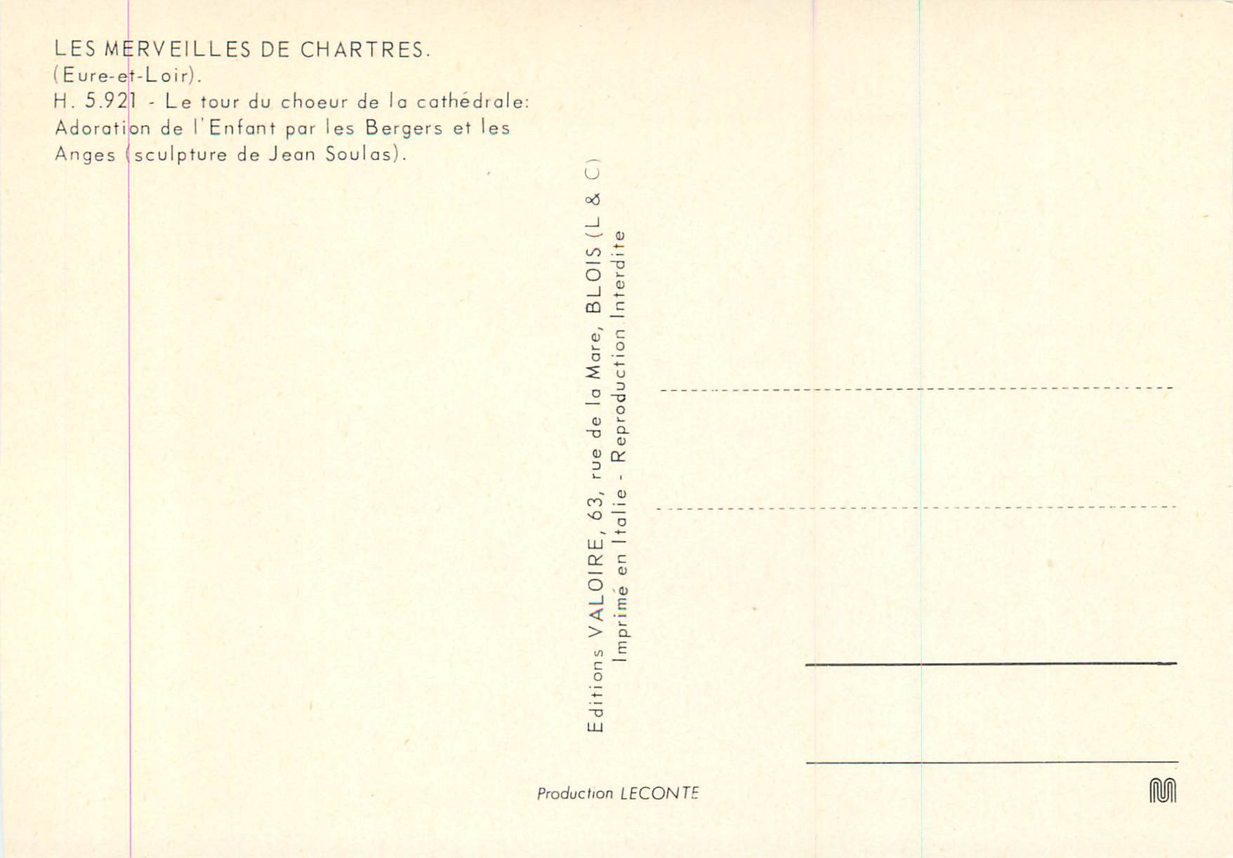 CPM Les Merveilles de Chartres (Eure et Loir) le Tour du Choeur de la Cathedrale — Verso