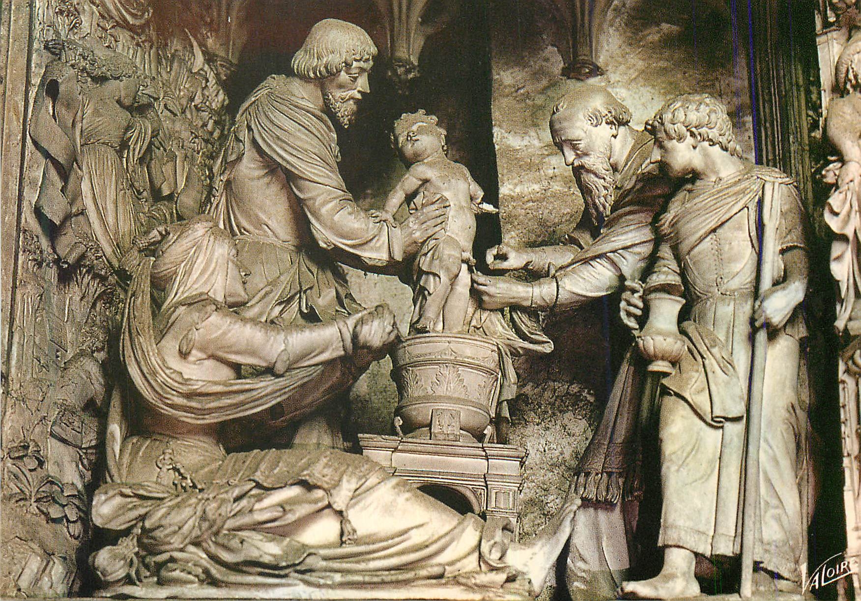 La Circoncision: Saint-Joseph tient l'Enfant Jésus — sculpture de Jehan Soulasis — Éditions Valoire, Blois