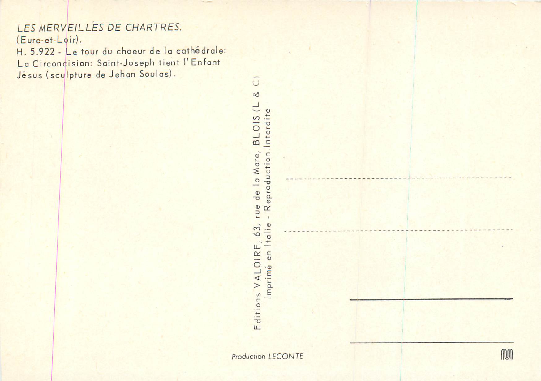 La Circoncision: Saint-Joseph tient l'Enfant Jésus — sculpture de Jehan Soulasis — Éditions Valoire, Blois — Reverso