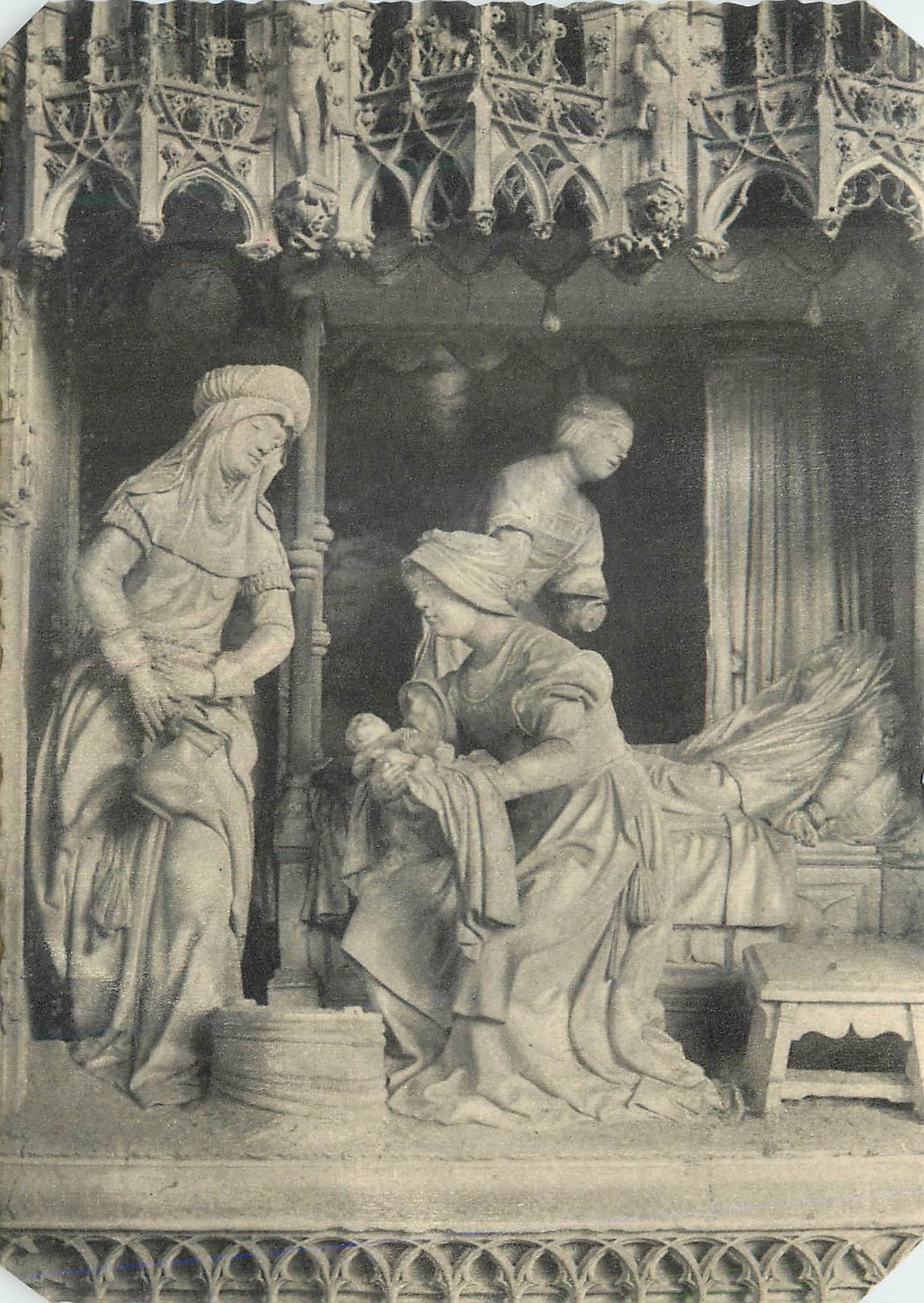 Chartres (Eure-et-Loir) — Cathédrale, Clôture du Chœur XVIe siècle, Nativité de Marie — HOUVET, Collection d'Art