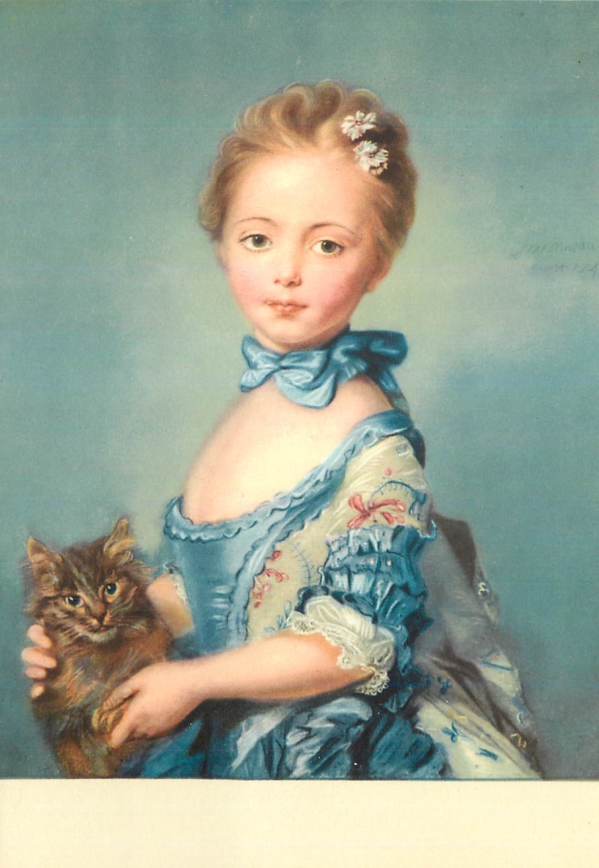 CPM London National Gallery Perronneau (1715 1783) Jeune Fille avec un Petit Chat