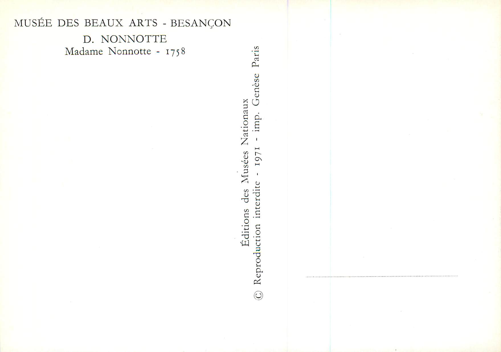 CPM Besancon Musee des Beaux Arts D Nonnotte — Rückseite